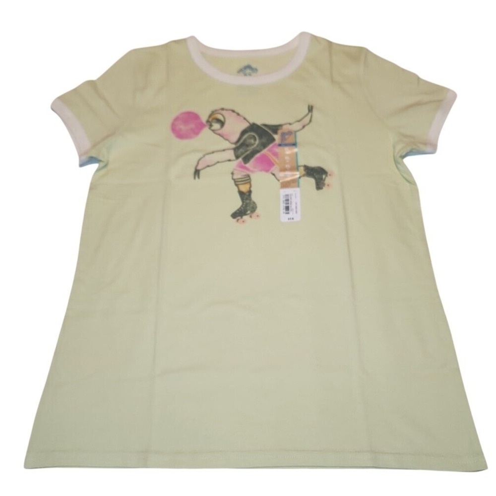 Thereabouts Kids XL 16 Celery Sprig‎ Sloth Roller Skating Ringer Graphic T-Shirt